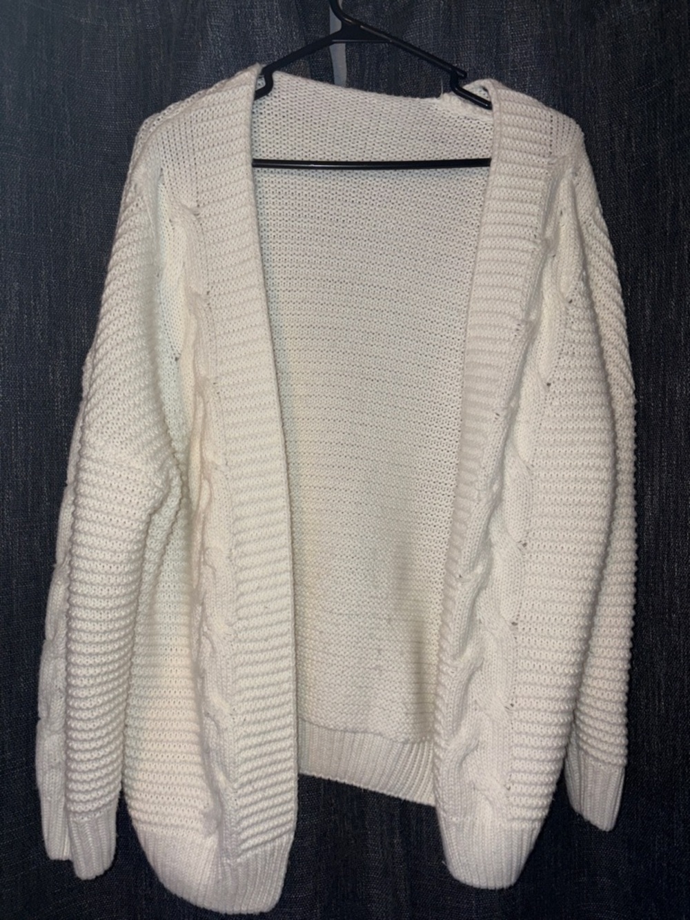 Cozy Open-Front Cable Knit Sweater Cardigan - Cream